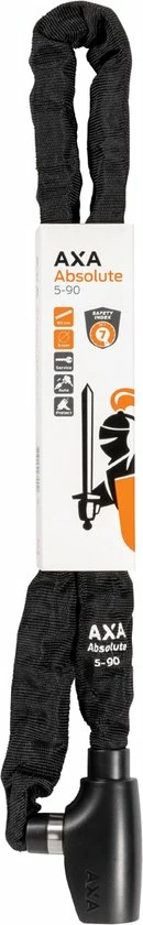 AXA - Absolute 5 - Kettingslot - Slot Voor Fietsen - 90 Cm - 5 Mm - Zwart 6 AXA - Absolute 5 - Kettingslot - Slot Voor Fietsen - 90 Cm - 5 Mm - Zwart - Afbeelding 6