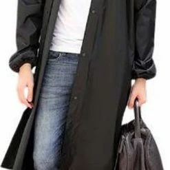 MINIIYOU Regenjas ZWART (Maat XL) Unisex - Licht Gewicht - WATERDICHT - Opvouwbaar - Pocket Size - Reizen - Dames - Heren Regenjas