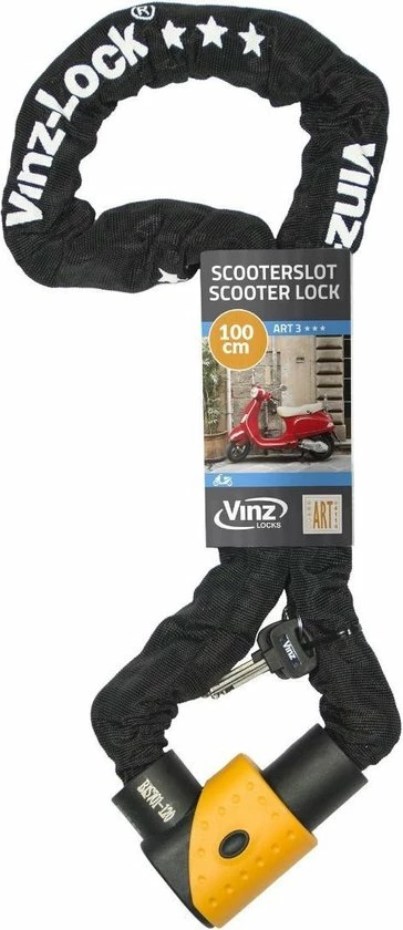 VINZ Jannu ART 3 Kettingslot 100 Cm / Fietsslot / Scooterslot / Motorslot 3 VINZ Jannu ART 3 Kettingslot 100 Cm / Fietsslot / Scooterslot / Motorslot - Afbeelding 3