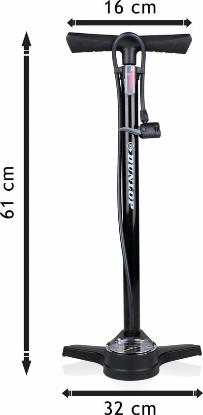 Dunlop Fietspomp Met Drukmeter - Dubbel Ventiel - Hollands Ventiel/ Frans Ventiel/ Autoventiel 2 Dunlop Fietspomp Met Drukmeter - Dubbel Ventiel - Hollands Ventiel/ Frans Ventiel/ Autoventiel - Afbeelding 2