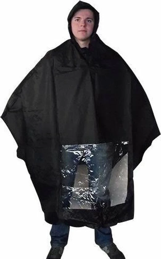 Hooodie Poncho Regenponcho - Fietsponcho Fiets - Koplampproof Transparant - One Size - Unisex Zwart 2 Hooodie Poncho Regenponcho - Fietsponcho Fiets - Koplampproof Transparant - One Size - Unisex Zwart - Afbeelding 2