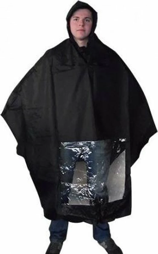 Hooodie Poncho Regenponcho - Fietsponcho Fiets - One Size - Unisex Zwart - Sport-Plein 2 Hooodie Poncho Regenponcho - Fietsponcho Fiets - One Size - Unisex Zwart - Sport-Plein - Afbeelding 2