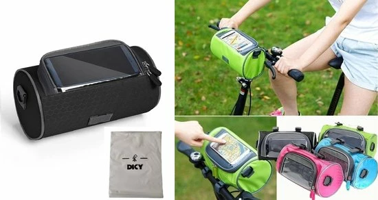 DICY Fiets Stuurtas - Fietstas Stuur Met Smartphone / Telefoonhouder & Kaarthouder Zwart 1 DICY Fiets Stuurtas - Fietstas Stuur Met Smartphone / Telefoonhouder & Kaarthouder Zwart