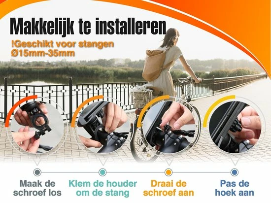 Hillar Telefoonhouder Fiets Universeel - Smartphone Houder Fiets - Motor - Scooter - GSM Houder Fiets 6 Hillar Telefoonhouder Fiets Universeel - Smartphone Houder Fiets - Motor - Scooter - GSM Houder Fiets - Afbeelding 6