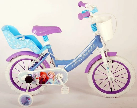 Disney Frozen 2 Kinderfiets - Meisjes - 14 Inch - Blauw/Paars - Twee Handremmen 3 Disney Frozen 2 Kinderfiets - Meisjes - 14 Inch - Blauw/Paars - Twee Handremmen - Afbeelding 3