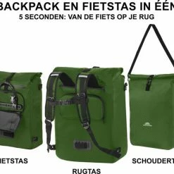 Dutch Mountains Enkele Fietstas | Rugzak | Sterke 100% Waterdicht | Fietstas, Schoudertas En Rugtas In 1 | 28 Liter | Groen -Windgoo Shop 550x466 1