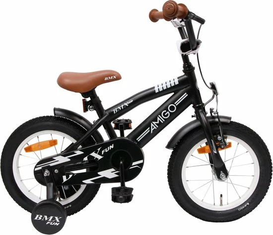 Amigo BMX Fun Jongensfiets - Kinderfiets 14 Inch - Matzwart 1 Amigo BMX Fun Jongensfiets - Kinderfiets 14 Inch - Matzwart