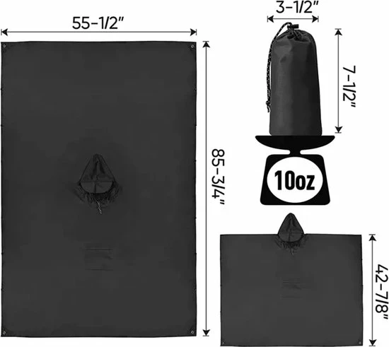 BOTC Poncho - Regenponcho - Fietsponcho Fiets - Unisex - Dames & Heren - Waterdicht 5 BOTC Poncho - Regenponcho - Fietsponcho Fiets - Unisex - Dames & Heren - Waterdicht - Afbeelding 5