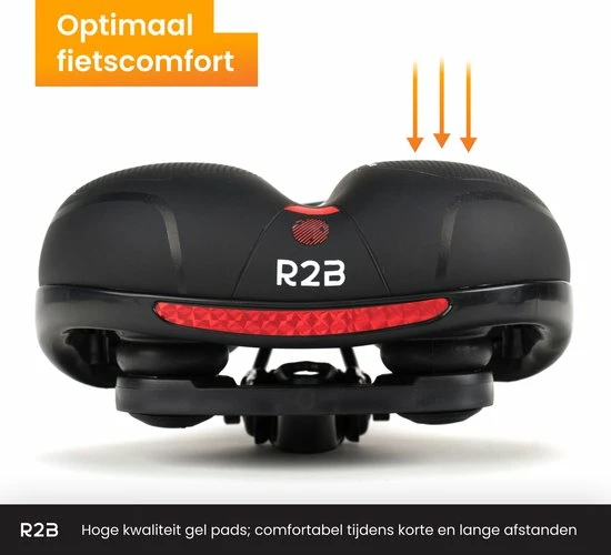 R2B Fietszadel Voor Dames En Heren - Inclusief Waterdichte Zadelhoes - Zwart - Reflectie En Ventilatie - Gel Zadel / Gelzadel 2 R2B Fietszadel Voor Dames En Heren - Inclusief Waterdichte Zadelhoes - Zwart - Reflectie En Ventilatie - Gel Zadel / Gelzadel - Afbeelding 2