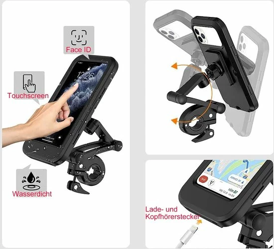 Merkloos Fiets / Motor Telefoonhouder Waterdicht Universeel 360° Draaibaar Anti-Shock Accessoires - Tot 6.5 Inch 8 Merkloos Fiets / Motor Telefoonhouder Waterdicht Universeel 360° Draaibaar Anti-Shock Accessoires - Tot 6.5 Inch - Afbeelding 8