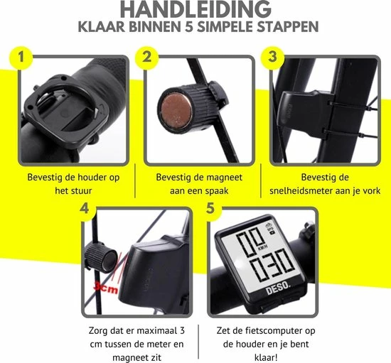 Fietscomputer Draadloos Waterdicht Kilometer En Snelheidsmeter Fiets -DESO Draadloze Fietscomputers Met Extra Groot Scherm 3 Fietscomputer Draadloos Waterdicht Kilometer En Snelheidsmeter Fiets -DESO Draadloze Fietscomputers Met Extra Groot Scherm - Afbeelding 3