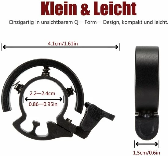 BOTC Fietsbel Ring Fietsbel - Aluminium Fietsbel - Classic Fietsbel - Fietsbel Small 22mm Zwart 3 BOTC Fietsbel Ring Fietsbel - Aluminium Fietsbel - Classic Fietsbel - Fietsbel Small 22mm Zwart - Afbeelding 3