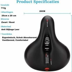 Voltano Fietszadel Met Gelpads - Zwart/Rood - Uitsparing - Zadelvering - Unisex - Incl. Gratis Zadelstrop -Windgoo Shop 550x518 4