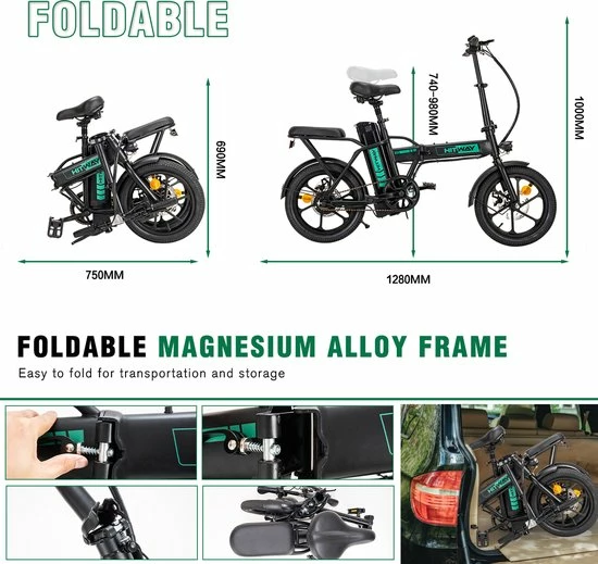 Hitway BK5 Elektrische Fiets | Opvouwbare E-bike | 16 Inch | Hitway BK5 250W Motor | Zwart 5 Hitway BK5 Elektrische Fiets | Opvouwbare E-bike | 16 Inch | Hitway BK5 250W Motor | Zwart - Afbeelding 5