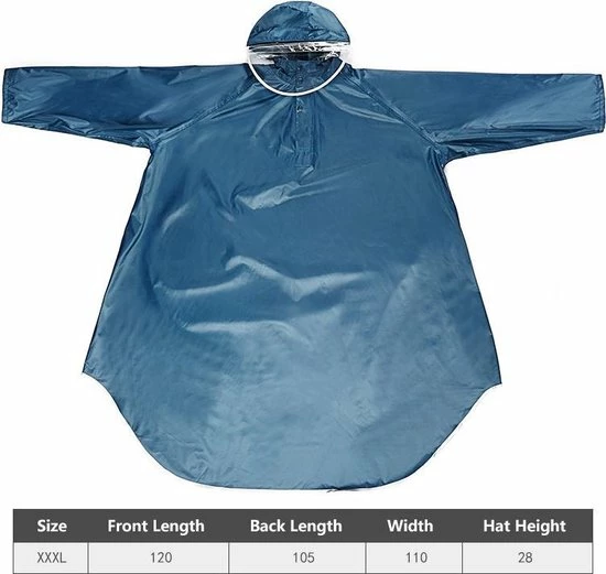 Fuegobird - Poncho Regenponcho - Fiets Wandel Motor - Outdoor Poncho - Kwaliteit Poncho - One Size - Unisex Cyan 4 Fuegobird - Poncho Regenponcho - Fiets Wandel Motor - Outdoor Poncho - Kwaliteit Poncho - One Size - Unisex Cyan - Afbeelding 4
