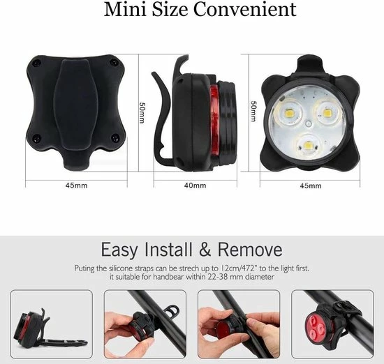 BOTC Fietsverlichting USB Oplaadbaar - Oplaadbare USB Led Fietslamp - Voorlicht & Achterlicht - Waterdicht 10 BOTC Fietsverlichting USB Oplaadbaar - Oplaadbare USB Led Fietslamp - Voorlicht & Achterlicht - Waterdicht - Afbeelding 10