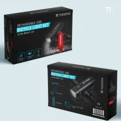 TIKKENS LED Fietsverlichting Set - Fietslamp USB Oplaadbaar - Fietslampjes Voorlicht & Achterlicht - Waterdicht – Zwart -Windgoo Shop 550x524 2