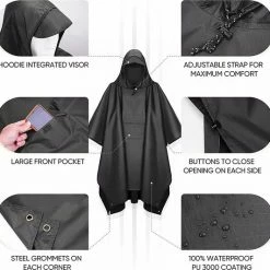 BOTC Poncho - Regenponcho - Fietsponcho Fiets - Unisex - Dames & Heren - Waterdicht 9 BOTC Poncho - Regenponcho - Fietsponcho Fiets - Unisex - Dames & Heren - Waterdicht -Windgoo Shop 550x532 12