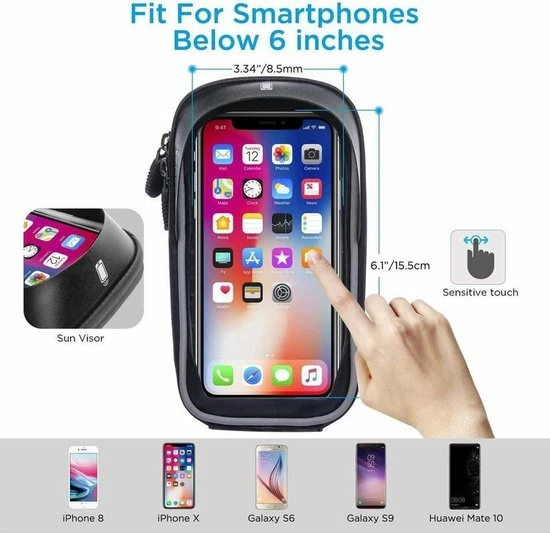 Opline Telefoonhouder Fiets / Mountainbike | Waterdicht | Apollo | Geschikt Voor: IPhone XS Max| Fietshouder | FIets Telefoon Houder | Waterdicht | Houder Fiets Telefoon | Fietstas 4 Opline Telefoonhouder Fiets / Mountainbike | Waterdicht | Apollo | Geschikt Voor: IPhone XS Max| Fietshouder | FIets Telefoon Houder | Waterdicht | Houder Fiets Telefoon | Fietstas - Afbeelding 4