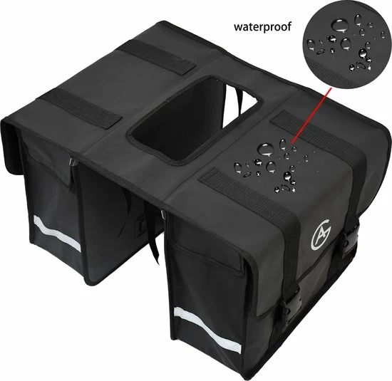 AG Fietstas 46 Liter - Dubbele Fietstas - Extra Veel Ruimte - Waterafstotend - Reflectoren Fietstassen - Electrische Fietsen - Zwart - Dubbel 8 AG Fietstas 46 Liter - Dubbele Fietstas - Extra Veel Ruimte - Waterafstotend - Reflectoren Fietstassen - Electrische Fietsen - Zwart - Dubbel - Afbeelding 8