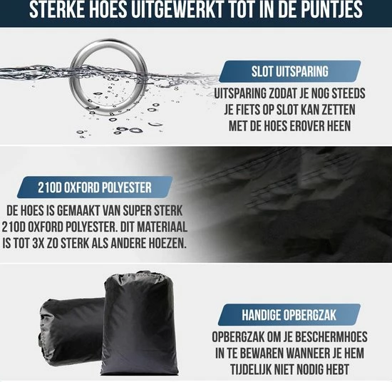Strex Fietshoes Universeel Voor Alle Fietsen - Waterdicht 210D Oxford - Fiets Hoes Voor 1/2 Fietsen - Incl. Opbergzak 5 Strex Fietshoes Universeel Voor Alle Fietsen - Waterdicht 210D Oxford - Fiets Hoes Voor 1/2 Fietsen - Incl. Opbergzak - Afbeelding 5