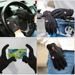 LuxeRoyal Fietshandschoenen Winter - Sport Handschoenen Met Rits - Touchscreen Telefoon - Anti Slip Gloves - Heren / Dames - Maat M - Zwart -Windgoo Shop 550x537 10