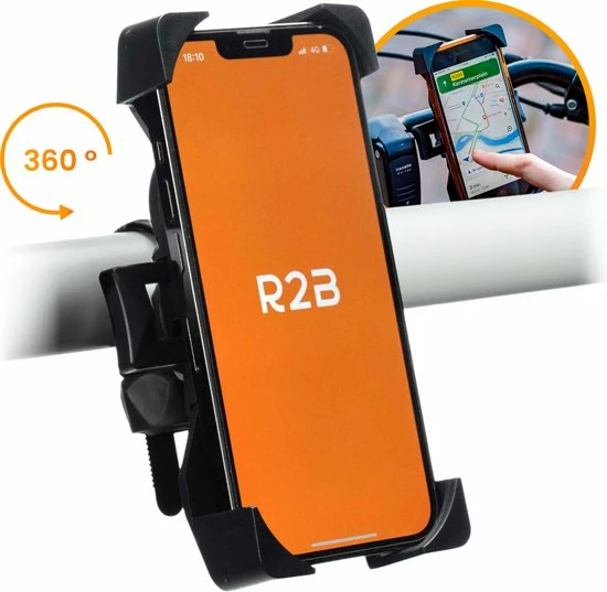 R2B Telefoonhouder Fiets Met 360 Graden Rotatie - Gsm Houder Fiets - Fiets Accessoires - Model "Gouda" 1 R2B Telefoonhouder Fiets Met 360 Graden Rotatie - Gsm Houder Fiets - Fiets Accessoires - Model "Gouda"