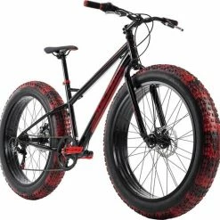 Ks Cycling Fiets Mountainbike MTB Fat Bike 26" SNW2458 Zwart-rood - 43 Cm