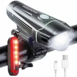 EasyNova LED Fietsverlichting Set Oplaadbaar Via USB - Voorlicht En Achterlicht - Waterbestendig - Complete Fietslamp Set