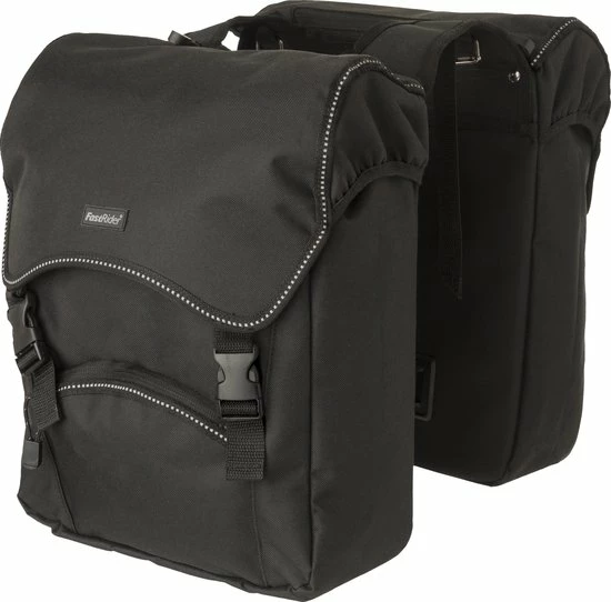 Fastrider Unibag Dubbele Fietstas - Voorzien Van Uitsparing Voor Snelbinders En LED Verlichting - Waterafstotend - Reflectiestrepen - 28 Liter - Zwart 1 Fastrider Unibag Dubbele Fietstas - Voorzien Van Uitsparing Voor Snelbinders En LED Verlichting - Waterafstotend - Reflectiestrepen - 28 Liter - Zwart