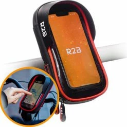 R2B Telefoonhouder Fiets Waterdicht Met 360 Graden Rotatie - Ook Voor Scooter & Motor - Gsm Houder Fiets - Model "Den Haag" - Zwart/Rood - Accessoires