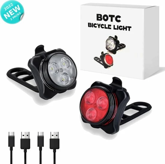 BOTC Fietsverlichting USB Oplaadbaar - Oplaadbare USB Led Fietslamp - Voorlicht & Achterlicht - Waterdicht 1 BOTC Fietsverlichting USB Oplaadbaar - Oplaadbare USB Led Fietslamp - Voorlicht & Achterlicht - Waterdicht