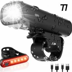 TIKKENS LED Fietsverlichting Set - Fietslamp USB Oplaadbaar - Fietslampjes Voorlicht & Achterlicht - Waterdicht – Zwart