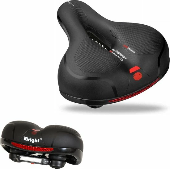 IBright Comfort Fietszadel Met Gelpads - Dames / Heren - Ventilerend - Zadelvering - Waterdicht - Gratis Zadelstrop - Zwart 1 IBright Comfort Fietszadel Met Gelpads - Dames / Heren - Ventilerend - Zadelvering - Waterdicht - Gratis Zadelstrop - Zwart