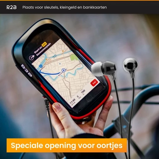 R2B Telefoonhouder Fiets Waterdicht Met 360 Graden Rotatie - Ook Voor Scooter & Motor - Gsm Houder Fiets - Model "Den Haag" - Zwart/Rood - Accessoires 4 R2B Telefoonhouder Fiets Waterdicht Met 360 Graden Rotatie - Ook Voor Scooter & Motor - Gsm Houder Fiets - Model "Den Haag" - Zwart/Rood - Accessoires - Afbeelding 4