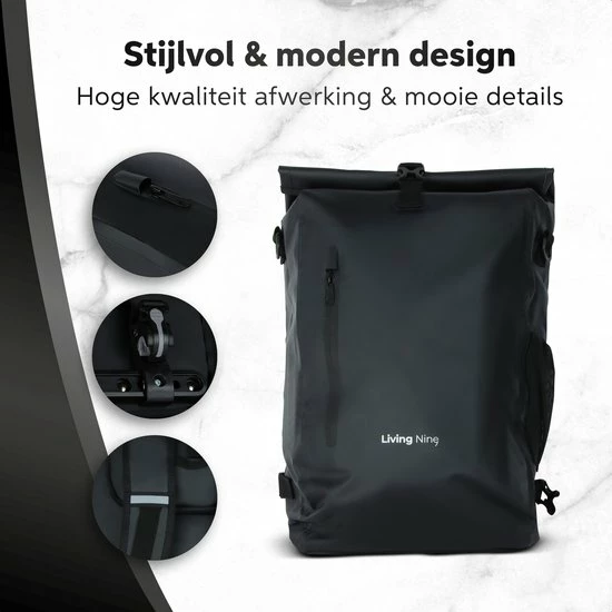 Living Nine Fietstas - Enkele - 20L - Waterdicht - Ook Voor Elektrische Fietsen - Dragen Als Handtas En Schoudertas - Zwart 3 Living Nine Fietstas - Enkele - 20L - Waterdicht - Ook Voor Elektrische Fietsen - Dragen Als Handtas En Schoudertas - Zwart - Afbeelding 3