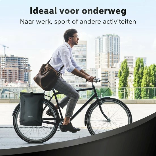 Living Nine Fietstas - Enkele - 20L - Waterdicht - Ook Voor Elektrische Fietsen - Dragen Als Handtas En Schoudertas - Zwart 5 Living Nine Fietstas - Enkele - 20L - Waterdicht - Ook Voor Elektrische Fietsen - Dragen Als Handtas En Schoudertas - Zwart - Afbeelding 5
