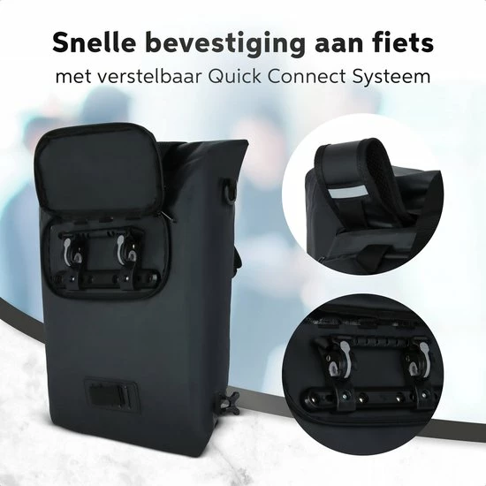 Living Nine Fietstas - Enkele - 20L - Waterdicht - Ook Voor Elektrische Fietsen - Dragen Als Handtas En Schoudertas - Zwart 6 Living Nine Fietstas - Enkele - 20L - Waterdicht - Ook Voor Elektrische Fietsen - Dragen Als Handtas En Schoudertas - Zwart - Afbeelding 6