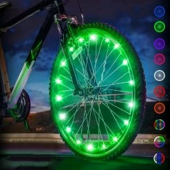 BOTC Wielverlichting Fiets - 20 Holders - Spaakverlichting LED - Lichtsnoer Fietswiel - 20 Leds -220CM - Groen