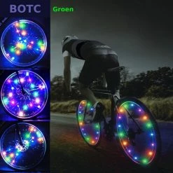BOTC Wielverlichting Fiets - 20 Holders - Spaakverlichting LED - Lichtsnoer Fietswiel - 20 Leds -220CM - Groen -Windgoo Shop 550x550 1066