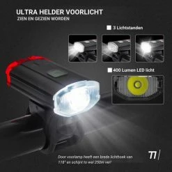 TIKKENS LED Fietsverlichting Helmlamp - Helm - Voorlicht & Achterlicht - USB Oplaadbaar - Zwart - Voor En Achter - Waterdicht - Fietslampjes -Windgoo Shop 550x550 1097