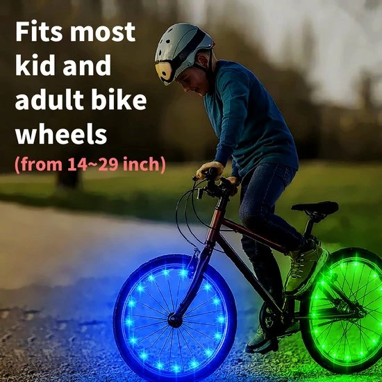 BOTC Wielverlichting Fiets - 20 Holders - Spaakverlichting LED - Lichtsnoer Fietswiel - Fiets Wiel Licht - 20 Leds - 220CM - Rood 5 BOTC Wielverlichting Fiets - 20 Holders - Spaakverlichting LED - Lichtsnoer Fietswiel - Fiets Wiel Licht - 20 Leds - 220CM - Rood - Afbeelding 5