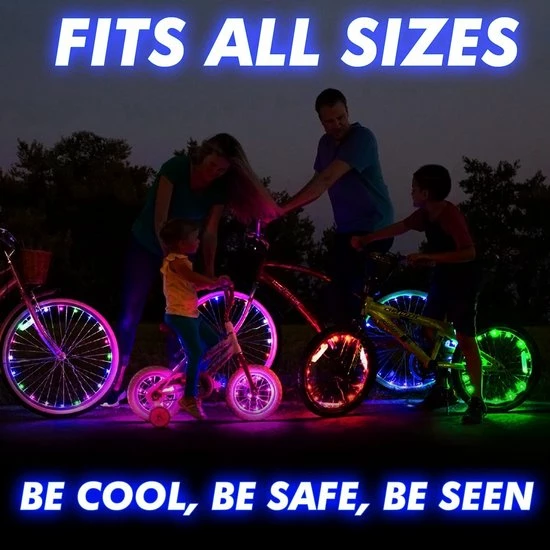 BOTC Wielverlichting Fiets - 20 Holders - Spaakverlichting LED - Lichtsnoer Fietswiel - Fiets Wiel Licht - 20 Leds - 220CM - Rood 7 BOTC Wielverlichting Fiets - 20 Holders - Spaakverlichting LED - Lichtsnoer Fietswiel - Fiets Wiel Licht - 20 Leds - 220CM - Rood - Afbeelding 7