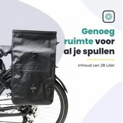Voltano Luxe Fietstas / Rugtas 28L - Zwart - Enkele Pakaftas - 100% Waterdicht - Met Laptop Compartiment -Windgoo Shop 550x550 1158