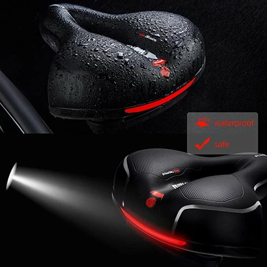 IBright Comfort Fietszadel Met Gelpads - Dames / Heren - Ventilerend - Zadelvering - Waterdicht - Gratis Zadelstrop - Zwart 3 IBright Comfort Fietszadel Met Gelpads - Dames / Heren - Ventilerend - Zadelvering - Waterdicht - Gratis Zadelstrop - Zwart - Afbeelding 3