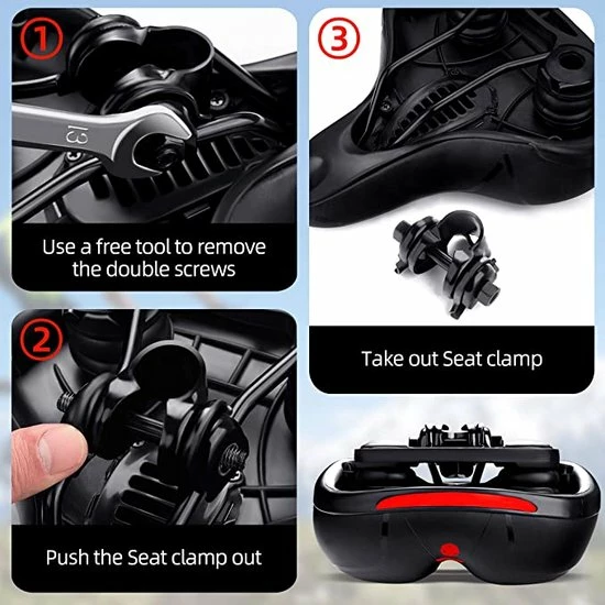 IBright Comfort Fietszadel Met Gelpads - Dames / Heren - Ventilerend - Zadelvering - Waterdicht - Gratis Zadelstrop - Zwart 6 IBright Comfort Fietszadel Met Gelpads - Dames / Heren - Ventilerend - Zadelvering - Waterdicht - Gratis Zadelstrop - Zwart - Afbeelding 6