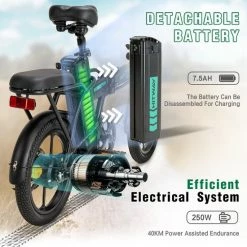 Hitway Elektrische Fiets | Opvouwbare E-bike | 16 Inch | 250W Motor | Zwart -Windgoo Shop 550x550 141