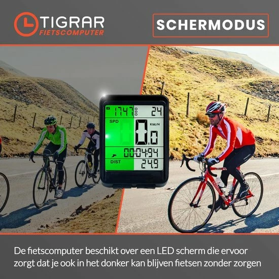 Tigrar Kilometerteller Fiets - Fietscomputer Draadloos - KM Teller Fiets - Waterdicht Met 17 Functies Snelheidsmeter 2 Tigrar Kilometerteller Fiets - Fietscomputer Draadloos - KM Teller Fiets - Waterdicht Met 17 Functies Snelheidsmeter - Afbeelding 2