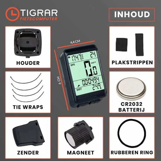 Tigrar Kilometerteller Fiets - Fietscomputer Draadloos - KM Teller Fiets - Waterdicht Met 17 Functies Snelheidsmeter 8 Tigrar Kilometerteller Fiets - Fietscomputer Draadloos - KM Teller Fiets - Waterdicht Met 17 Functies Snelheidsmeter - Afbeelding 8