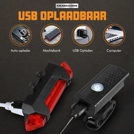 MM Brands Fietslamp - Fietsverlichting - Voorlicht En Achterlicht - USB Oplaadbaar - LED 3 MM Brands Fietslamp - Fietsverlichting - Voorlicht En Achterlicht - USB Oplaadbaar - LED - Afbeelding 3